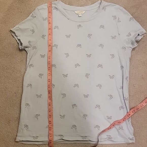 Lucky Brand Light Blue Tee with Butterfly Design Sz Med - Picture 7 of 9
